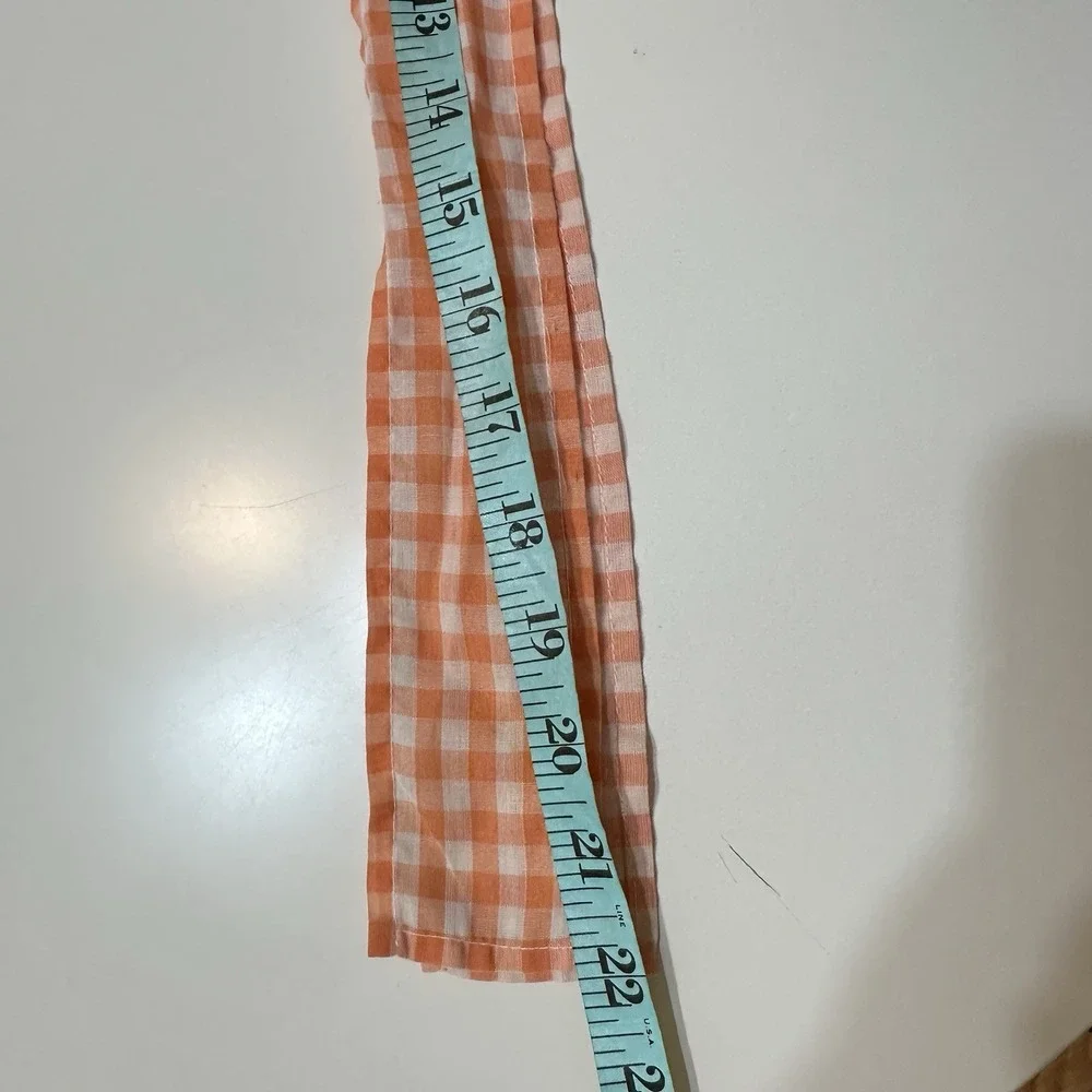 Vintage Gingham Check Half Waist Apron Embroidered Peach Cottagecore Trad‎ Wife
